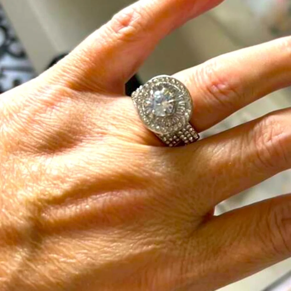Gorgeous Large Round Cut Cubic Zirconia Wedding Engagement Bridal Rings, Sz 8